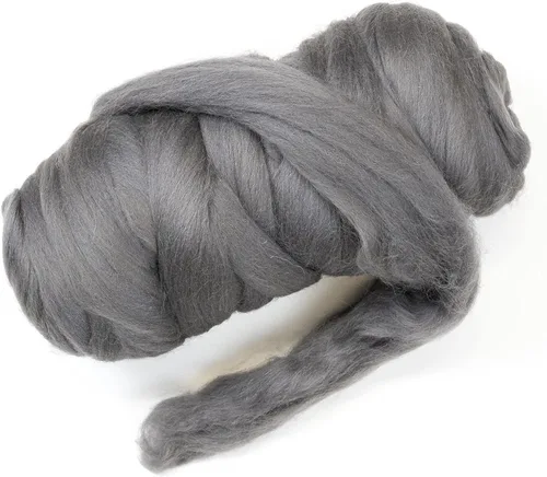 Lana natural coloreada, 1 libra La mejor lana para fieltro de aguja, fieltro húmedo, manualidades y hilado. (Grafito, 1 lb)
