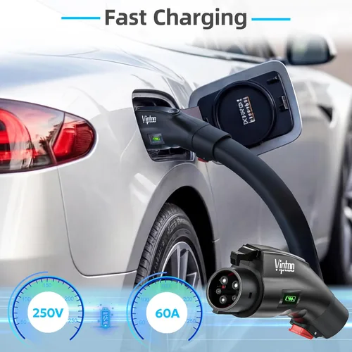 Miniatura 2 de VIPTOO Adaptador Tesla a J1772 60A 250V AC — NACS EV conector de carga con pantalla de estado de carga para Tesla Wall/Destino/Cargador móvil, carga