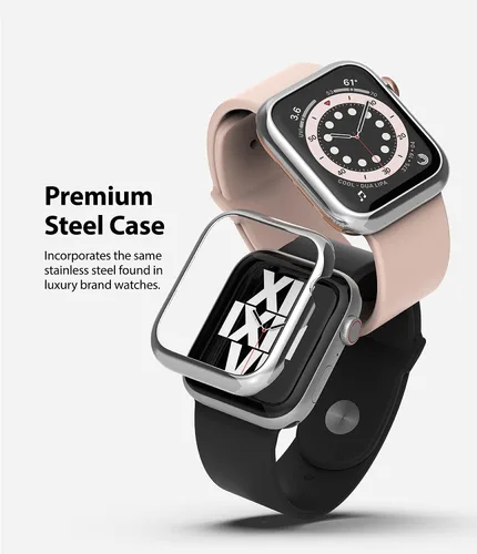 Miniatura 3 de Ringke Estilo bisel para Apple Watch Series 6, 5, 4 (1.732 pulgadas), SE 3, 2, 1 (1.732 pulgadas), marco de acero inoxidable con estilo antiarañazos