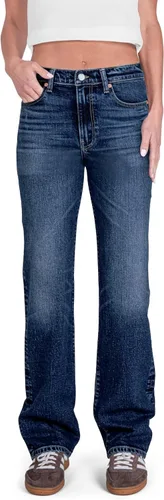 Pantalones clásicos de mezclilla de tiro medio y corte recto para mujer