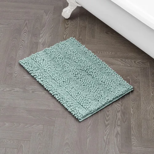 Miniatura 40 de Laura Ashley Tapete de baño de chenilla Astor 100% poliéster Decoración de baño premium Lavable a máquina Respaldo TPR Mide 17 x 24 Aqua