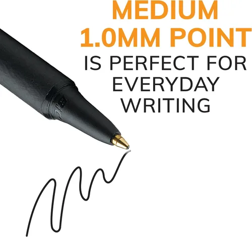 Miniatura 7 de BIC Bolígrafos retráctiles negros de tacto suave, punta media (0.039 pulgadas), paquete de 12 unidades, bolígrafos negros con agarre cómodo y suave