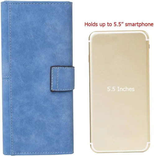 Miniatura 5 de Cartera organizadora larga plegable de cuero vegano con 17 ranuras para tarjetas para mujer