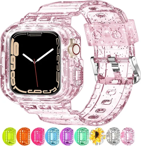 Miniatura 43 de XYF Compatible con correas cristalinas para Apple Watch de 1.929 in, 1.811 in, 1.772 in, 1.732 in, 1.654 in, 1.614 in, 1.575 in, 1.496 in, funda