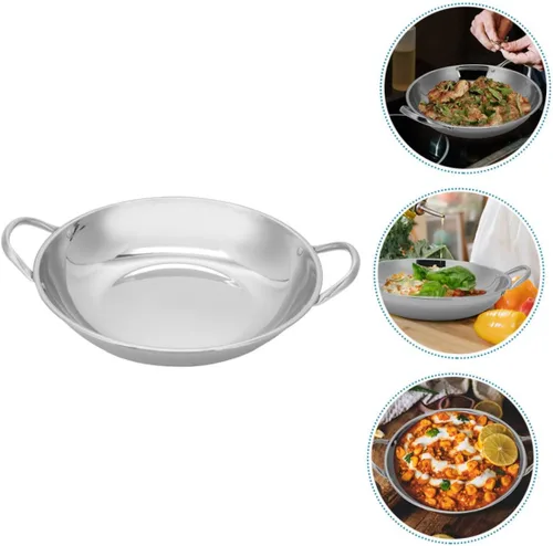 Miniatura 3 de BESTonZON Sartén de acero inoxidable para paelleras, sartenes para cocinar, ideal para exteriores, camping, fiestas, 10.2 in