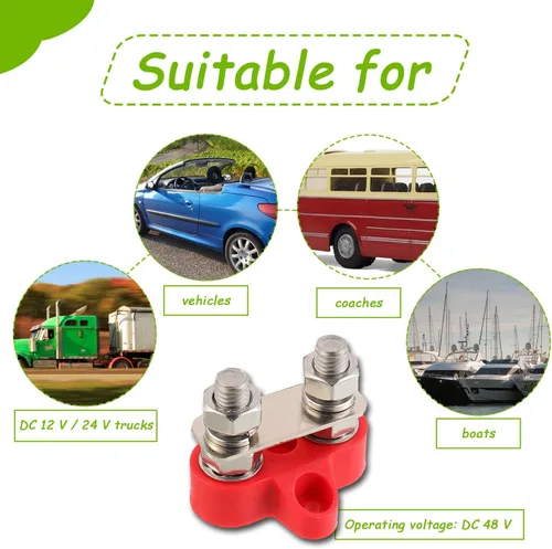 Miniatura 6 de M6 1/4 "Terminal Stud Battery Terminal Block 12-48V DC Bus Bar para RV Camper Barco