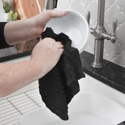 Miniatura 4 de Ritz Royale Collection - Juego de paños de cocina de 100 % algodón peinado, altamente absorbente, 13-3/4 x 12 pulgadas, 3 unidades, grafito sólido
