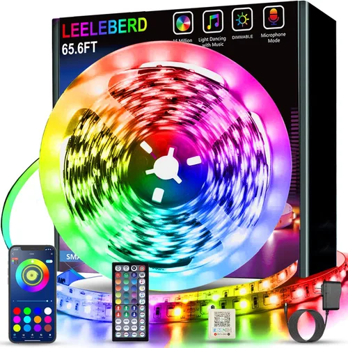 Miniatura 8 de Leeleberd - Tira de luces LED de 32.8 pies, con aplicación inteligente, sincronización de música, cambio de color, tiras de luz LED RGB