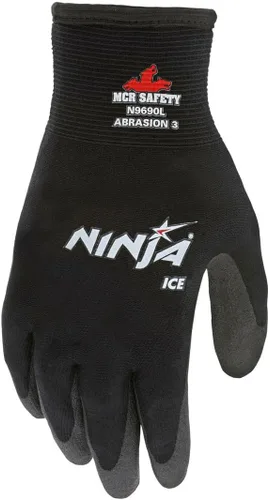 Miniatura 3 de Guante Memphis N9690S Ninja Ice calibre 15 de nylon negro para clima frío, interior de rizo acrílico, palma y dedos de HPT, pequeño, 1 par