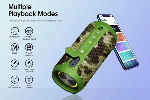 Miniatura 4 de EDUPLINK - Altavoz Bluetooth, altavoces inalámbricos portátiles, altavoz impermeable IPX7, caja de música, emparejamiento estéreo TWS, tiempo
