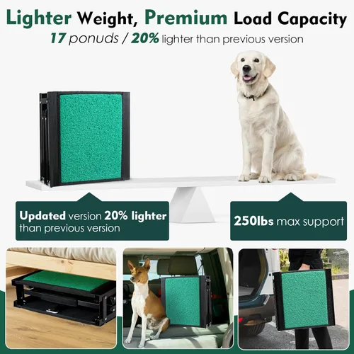 Miniatura 4 de Rampa para perros de longitud máxima de 71 pulgadas y ancho de 20 pulgadas para perros grandes de hasta 250 libras, superficie plegable