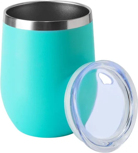 Miniatura 15 de HASLE OUTFITTERS Vaso de vino de 12 onzas con tapa, copas de vino sin tallo, tazas de viaje al vacío de doble pared, taza de café de acero Acero
