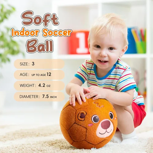 Miniatura 3 de VangeBow Pelotas de Fútbol Silenciosas de Interior para Niños Pequeños de 1-3 Años, Pelota de Fútbol Inflable de Felpa Suave para Bebés y Niños