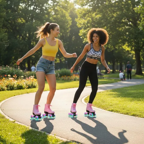 Miniatura 2 de Gets Patines altos para mujer, piel sintética, cuatro ruedas, doble fila, brillante, para interiores y exteriores rosado (Pink Flash)