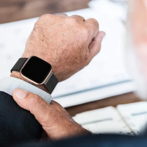 Miniatura 7 de Bandas de metal compatibles con reloj inteligente Fitbit Versa/Versa Lite/Versa 2 para mujeres y hombres, correa de repuesto de malla de acero Negro