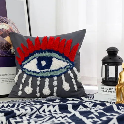Miniatura 5 de Funda de almohada tejida con diseño de mal de ojo, lágrimas de dios, acogedora funda de cojín para dormitorio, sala de estar, sofá, regalo