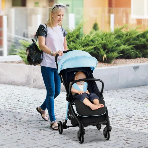 Miniatura 9 de BABY JOY Cochecito de bebé ligero, cochecito de viaje compacto para avión, cochecito para bebés y niños pequeños con respaldo y toldo ajustables