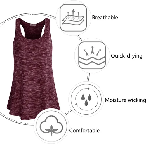Miniatura 78 de Cestyle - Camiseta sin mangas para mujer, cuello redondo, corte holgado, para entrenamiento