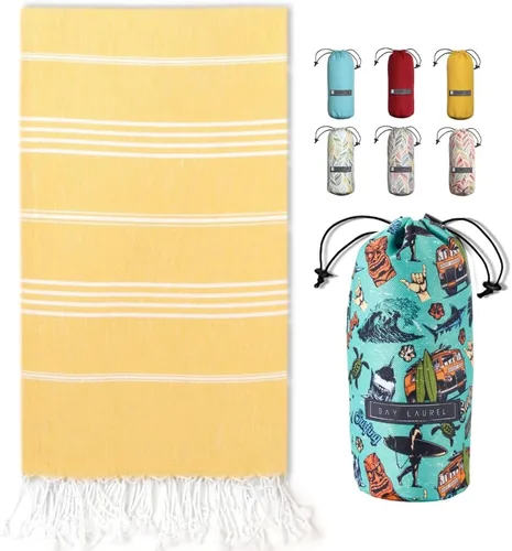 Miniatura 18 de BAY LAUREL Toalla de playa turca con bolsa de viaje, 39 x 71 pulgadas, de secado rápido, sin arena, ligera, grande, toallas de gran