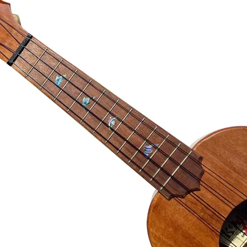 Miniatura 4 de Adhesivo adhesivo para ukelele - Marcadores de diapasón de delfines y roseta - Azul abulón, UKR-275DR-BL-AZ