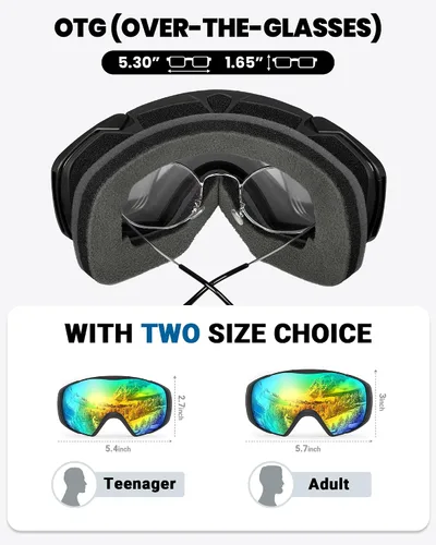 Miniatura 2 de OutdoorMaster Gafas de esquí con cubierta, gafas de nieve para snowboard OTG antivaho