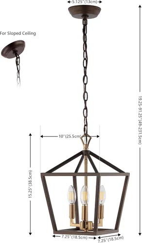 Miniatura 4 de JONATHAN Y Linterna colgante LED de 10 pulgadas de bronce aceitado/latón dorado con 3 luces, lámpara de araña clásica y moderna de granja para isla