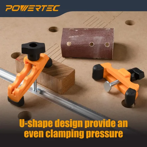 Miniatura 6 de POWERTEC 2 abrazaderas de sujeción ajustables, abrazadera de pista en T multiposicionable, abrazaderas de plástico reforzado con 20 pernos de acero