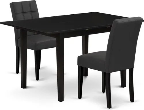 Miniatura 24 de East West Furniture NFAS3-BLK-09 - Juego de mesa de cocina de 3 piezas, incluye una mesa de madera y 2 sillas acolchadas de tela de poliéster azul