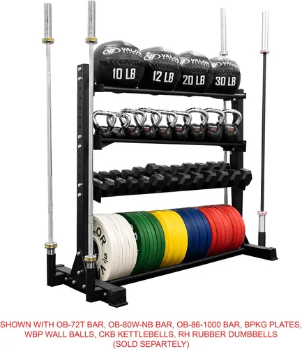 Miniatura 4 de Valor Fitness Estante de almacenamiento de equipo de gimnasio de 4 niveles resistente – Organiza pesas rusas, mancuernas, pelotas medicinales