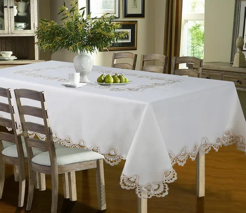 Miniatura 3 de Royal Bedding Crest - Camino de mesa bordado de lujo para cocina, 16 x 36 pulgadas, beige y dorado