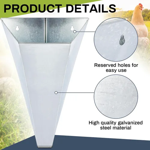 Miniatura 3 de Mumufy 4 piezas de cono de pollo mediano, conos de retención de aves de corral de acero galvanizado, hasta 10 libras, cono de embudo de parte