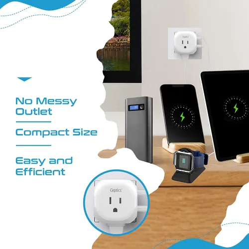 Miniatura 5 de Ceptics Israel, Palestine Travel Plug Adapter - Tipo H - 5 entradas con 20W PD-QC 3.1A Dual USB-C y USB - Peso ligero - Perfecto para teléfonos