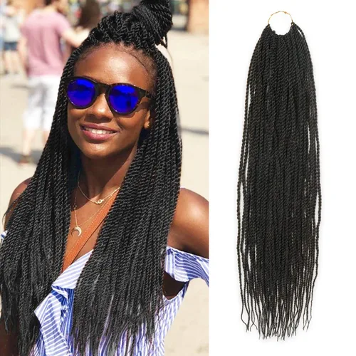Miniatura 34 de AU-THEN-TIC Cabello senegalés con trenzas de ganchillo de 22 pulgadas, 6 paquetes de 40 mechones por paquete, extensiones de cabello de ganchillo