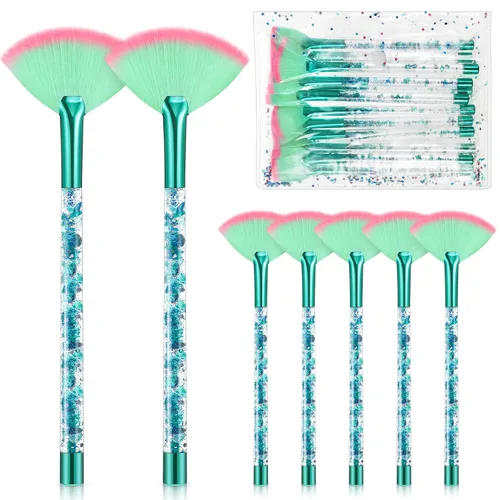 Miniatura 13 de Nuenen 12 cepillos faciales suaves para abanicos, aplicadores de ácido para barro, crema, rubor, maquillaje, cáscara, glicólico, multiuso, Dorado