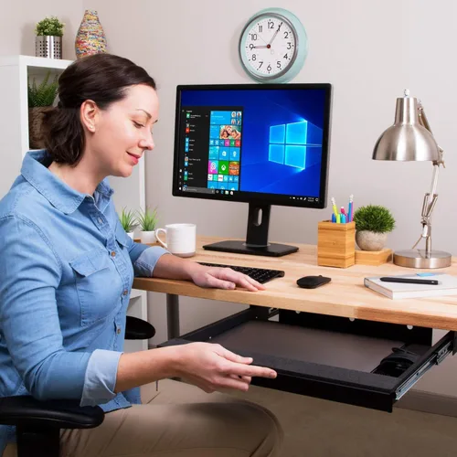 Miniatura 2 de Penn Elcom Cajón para laptop debajo del escritorio, con cerradura, para portátiles de 17" - Cajones de seguridad deslizantes premium - Modelo Negro