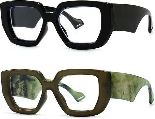 Miniatura 14 de Breaksun - Lentes de luz azul con marco grueso para mujeres y hombres, moda, cuadrados sobredimensionados, gafas de juegos de computadora