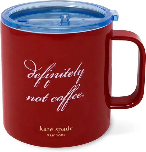 Miniatura 8 de kate spade new york Taza aislada de acero inoxidable con asa y tapa, vaso de doble pared de 16 onzas, taza de viaje de café reutilizable