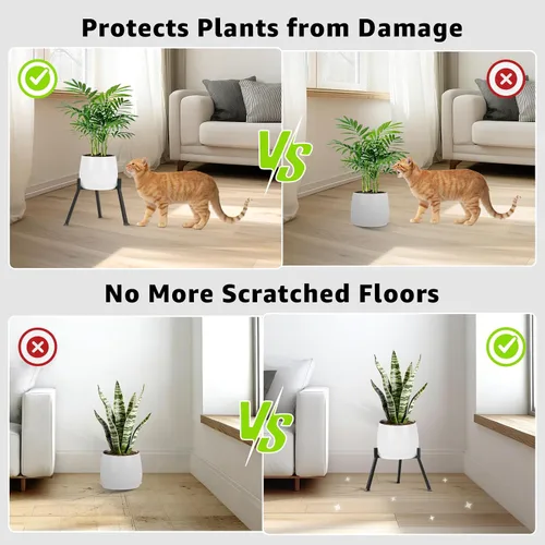 Miniatura 6 de Soporte de metal para plantas para interiores y exteriores, soporte de metal antioxidante, soportes de esquina estables para macetas de 5.9 a 8.7