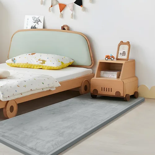 Miniatura 37 de Huloo Sleep - Tapete de juego para bebé, tapete de espuma viscoelástica de 1.3 pulgadas de grosor, terciopelo coral suave, antideslizante, Gris