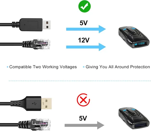Miniatura 3 de Cable para detector de radar Plozoe, cable USB a RJ11, cable de alimentación con enchufe RJ11, para detector de radar Escort Uniden Radenso XP