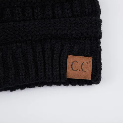 Miniatura 3 de Gorro unisex liso con pompón y ribete (HAT-43) de C.C Hatsandscarf Exclusives