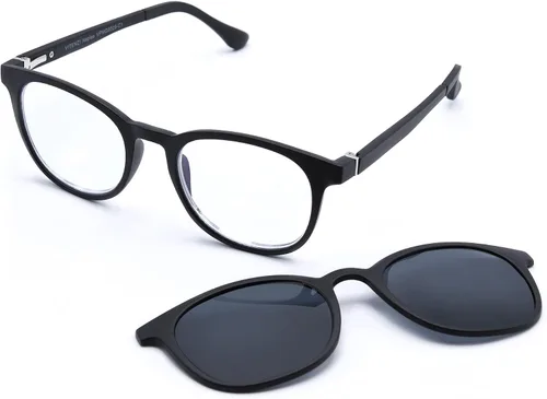 VITENZI Gafas de lectura progresivas para mujeres y hombres, lentes de bloqueo de luz azul, incluye lentes de sol magnéticos con clip en Nápoles
