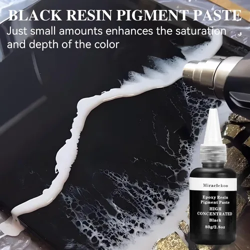 Miniatura 4 de Pasta de pigmento de resina epoxi negra de alta concentración, 2.8 onzas, colorante epoxi negro opaco para arte, mesa de río, fabricación de joyas