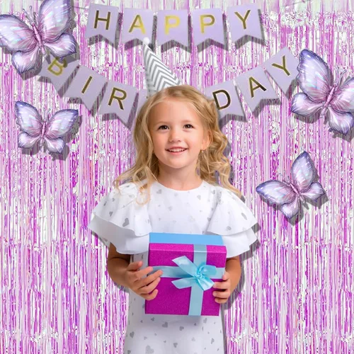 Miniatura 4 de BRAVESHINE - Fondos de flecos de papel de aluminio iridiscente, 2 cortinas metálicas de 3.2 x 6.5 pies para fotos, para cumpleaños, boda