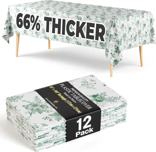 Miniatura 86 de Exquisite 66% Thicker Premium Plastic Table Cloth Rectangle Table Cover 0.5 Mil 6 Pack Aqua Table Cloth 54 Inch x 108 Inch Disposable Tablecloth