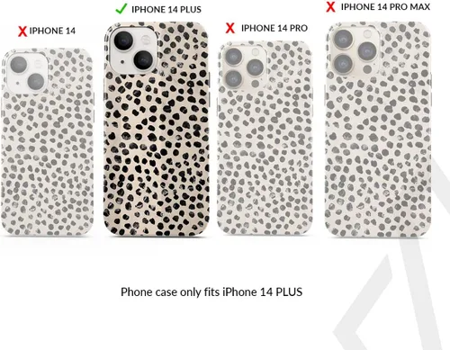 Miniatura 2 de BURGA-Funda p/teléfono compatible c/iPhone 14 Plus, carcasa rígida híbrida de 2 capas + Funda protectora de silicona, almendras latte a lunares