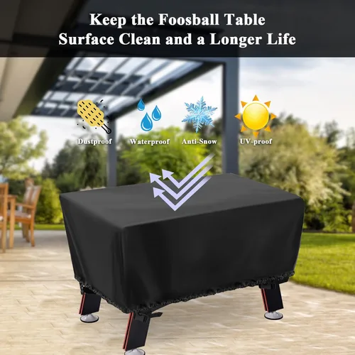 Miniatura 9 de Funda para mesa de futbolín, funda impermeable para mesa de fútbol, para interiores y exteriores, 57 pulgadas de largo x 45 pulgadas de ancho x 30