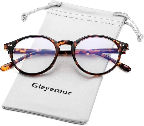 Gleyemor Lentes de luz azul para hombres y mujeres, lentes vintage de marco redondo para computadora