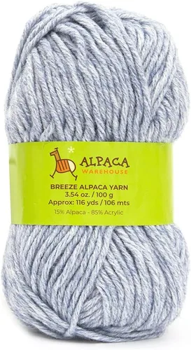 Miniatura 5 de Mezcla de lana de alpaca, 1 madeja de 3.53 onzas, peso peinado, celestial, suave y perfecto para tejer y tejer a ganchillo (aguamarina, peso peinado)
