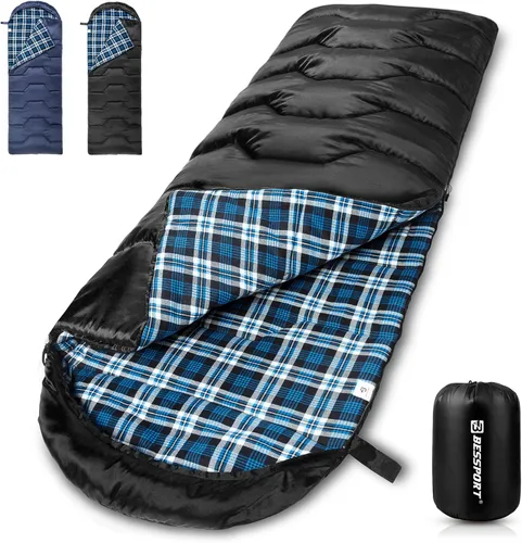 Bessport Saco de dormir de invierno | Forro de franela 18℉ - 32℉, saco de dormir extremo para 3-4 estaciones para clima cálido y frío, sacos de